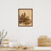 旧駅。鉄道愛好家のための鉄道アート。 ポスター (キッチン)