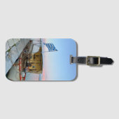 旧魚釣りボートギリシャ国旗ザキントスギリシャ ラゲッジタグ (正面横)