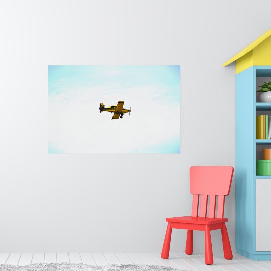旧黄プロペラ飛行機芸術 ポスター (子ども部屋1)