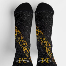 旧黄絵を描線グレーアスファルトロードモノグラム ソックス