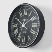 旧黒ヴィンテージ時計ローマ数字 壁時計 (傾斜)