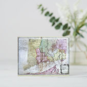 旧1766年コネチカットの地図 ポストカード (スタンド正面)