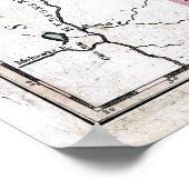 旧1814バーモントの地図 ポスター (角)