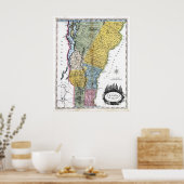 旧1814バーモントの地図 ポスター (キッチン)