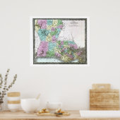 旧1848ルイジアナの地図 ポスター (キッチン)