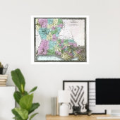 旧1848ルイジアナの地図 ポスター (ホームオフィス)