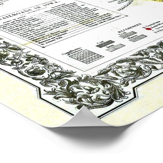 旧1856アイオワの地図 ポスター (角)