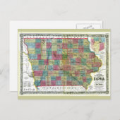 旧1856年アイオワの地図 ポストカード (正面/裏面)