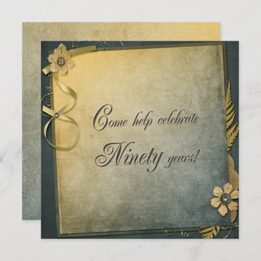 旧90ファッションド誕生日招待状 招待状 (正面/裏面)