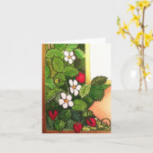 早い春のいちご カード (黄色い花)