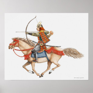 早い武士の戦士のイラストレーション ポスター