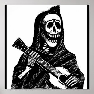 早い1900年代頃ギターを持つサンタMuerte ポスター