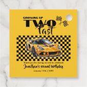 早い2歳の誕生日に育つイエロースポーツカー フェイバータグ (裏面)