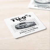 早い2歳の誕生日のレースカーモダンに成長 スクエアペーパーコースター (アングル)