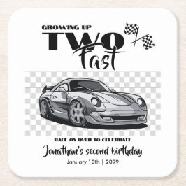 早い2歳の誕生日のレースカーモダンに成長 スクエアペーパーコースター