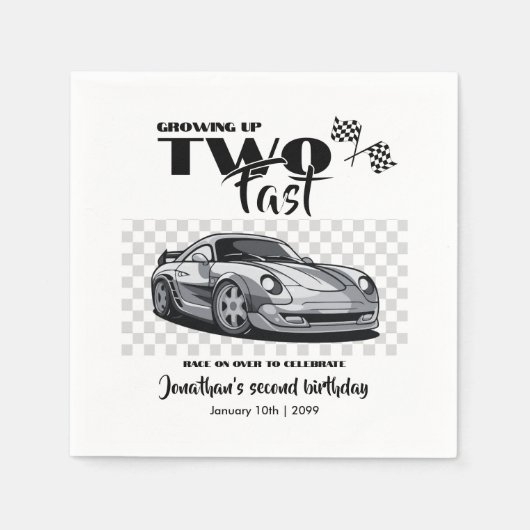 早い2歳の誕生日のレースカーモダンに成長 スタンダードカクテルナプキン (正面)
