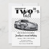 早い2歳の誕生日のレースカーモダンに成長 招待状 (正面)