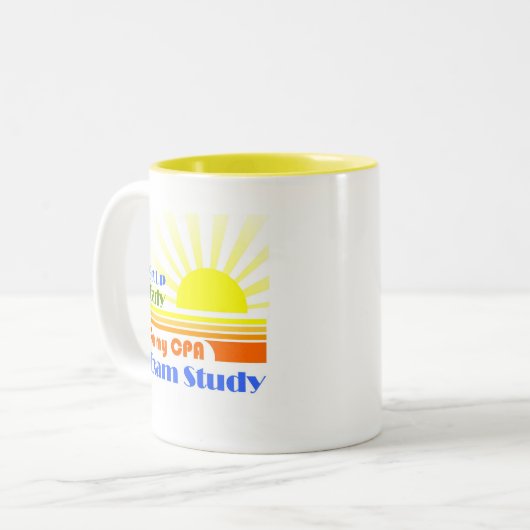 早いCPAの検査の勉強を起こして下さい ツートーンマグカップ (正面左)