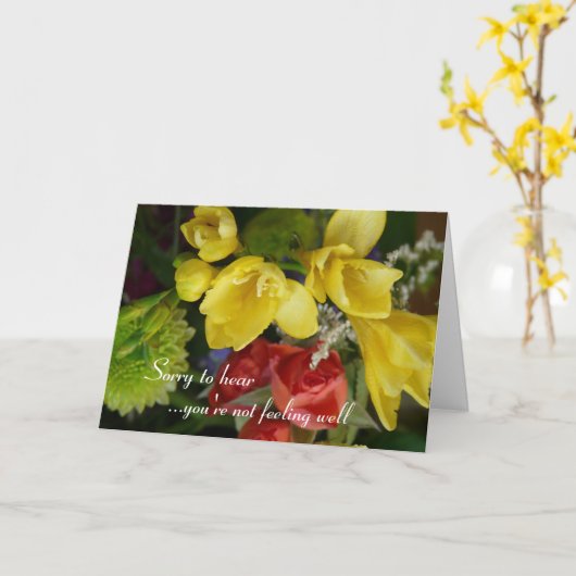 早くお回復をお祈りしかわいらします – 花 カード (黄色い花)