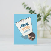 早くも会いたい ハリネズミのプラカード漫画 ポストカード (スタンド正面)