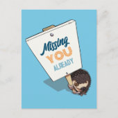 早くも会いたい ハリネズミのプラカード漫画 ポストカード (正面)