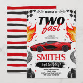 早くも2歳！ レースカー男子の誕生日 招待状 (正面/裏面)