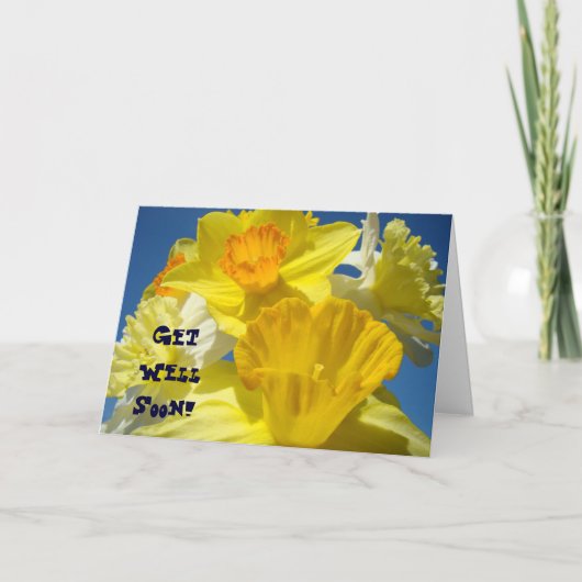 早くよくなってね!カード明るい黄色の水仙の花 カード (正面)