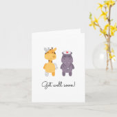 「早くよくなれ！」 グリーティングカード – キリン&ヒッポ (黄色い花)