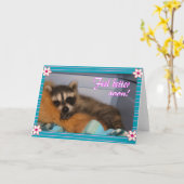 早くアライグマを元気にする カード (黄色い花)