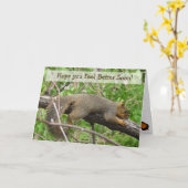 早く元気になってね おもしろいねむねむりす カード (黄色い花)