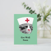 早く元気になるナース猫 ポストカード (スタンド正面)