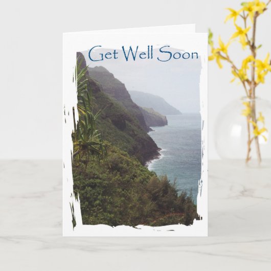 早く元気になる海 カード (黄色い花)