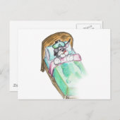 早く元気になる：ベッド ポストカード (正面/裏面)