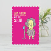 早く元気になる – 女性の漫画のピンク カード (スタンド正面)