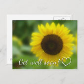 早く元気になる:明るく明るいヒマワリ ポストカード (正面/裏面)