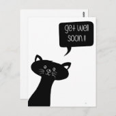 早く元気になれ！かわいい黒猫はがき ポストカード (正面/裏面)