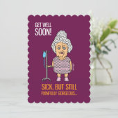 早く元気になれ-病院着のおばあさん カード (スタンド正面)