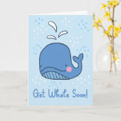 早く元気を出すおもしろいアニメのホエールグリーティング カード (黄色い花)