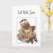 早く元気を出せ気に、可愛いオッターと聖なる書物、 経典 カード (黄色い花)