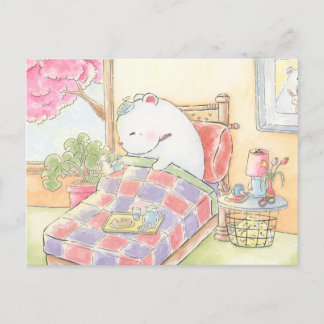 早く回復してね しろくまうさぎ 水彩画 ポストカード
