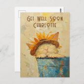 早く回復してね オーダーメイド 陽気なひまわり 猫の昼寝 C3R ポストカード (正面/裏面)