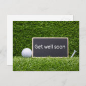 早く回復してね ゴルファー2つのゴルフボールとティー ポストカード (正面/裏面)