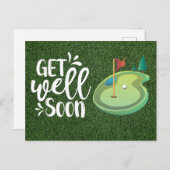 早く回復してね ゴルファー2人とゴルフコース ポストカード (正面/裏面)