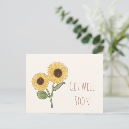 早く回復してね ミニマリスト向けひまわりポストカード ポストカード (スタンド正面)