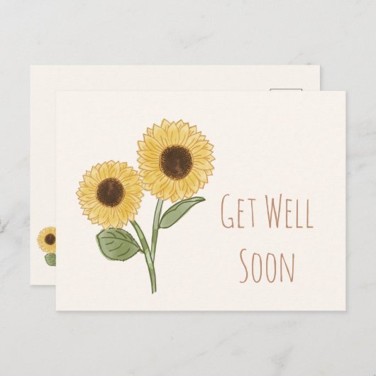 早く回復してね ミニマリスト向けひまわりポストカード ポストカード (正面/裏面)
