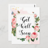 早く回復してね 水彩のバラの背景 オーダーメイド ポストカード (正面/裏面)