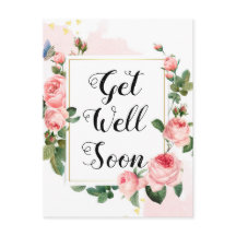 早く回復してね 水彩のバラの背景 オーダーメイド