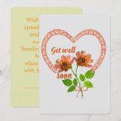 早く回復して オレンジの花とハート シーズンカード (正面/裏面)