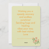 早く回復して オレンジの花とハート シーズンカード (裏面)