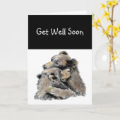 早く回復して！クマのハグ 動物 優しい気持ち カード (黄色い花)